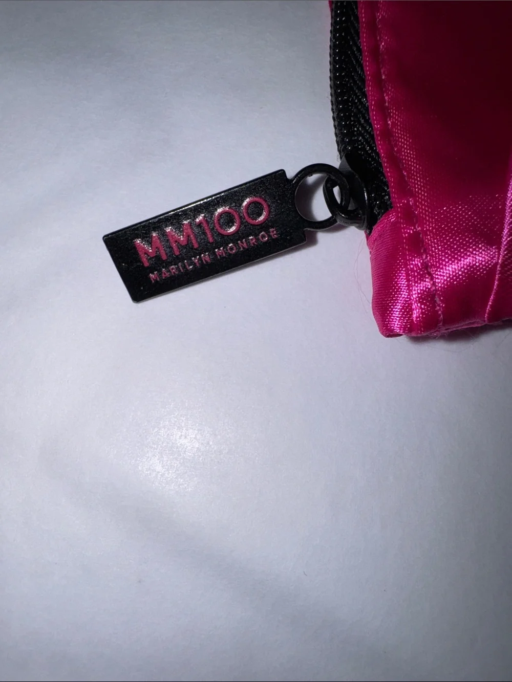 ipsy Hot Pink Satin Bow Marilyn Monroe Makeup Bag with Assorted Skincare Samples